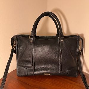 Rebecca Minkoff Regan Large Leather Satchel in Black Pebble Leather